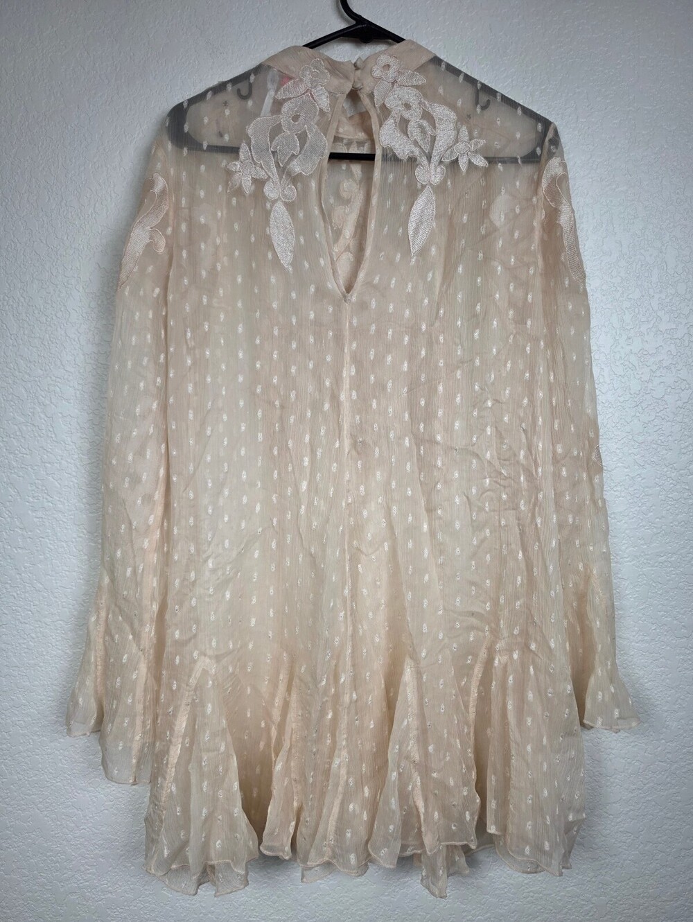 Free People $250 Small Beige Embroidered Dress - Picture 2 of 3